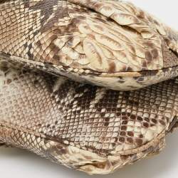 Zagliani Beige/Grey Python Oversized Clutch