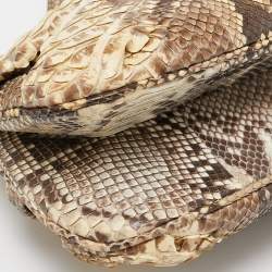 Zagliani Beige/Grey Python Oversized Clutch