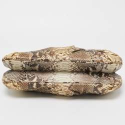 Zagliani Beige/Grey Python Oversized Clutch