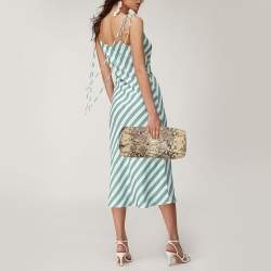Zagliani Beige/Grey Python Oversized Clutch