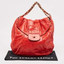 Zagliani Red Python JJ Flap Hobo