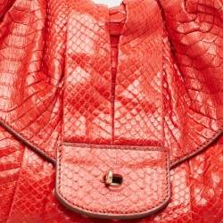 Zagliani Red Python JJ Flap Hobo