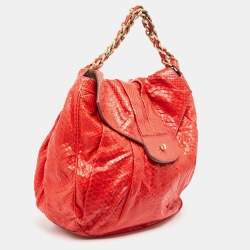 Zagliani Red Python JJ Flap Hobo