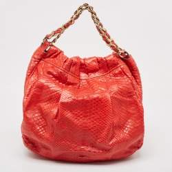 Zagliani Red Python JJ Flap Hobo