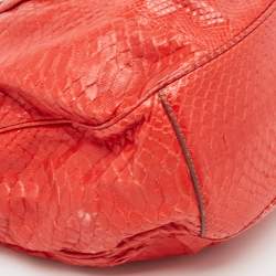 Zagliani Red Python JJ Flap Hobo