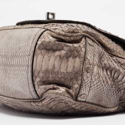 Zagliani Beige/Metallic Python Weekender Bag
