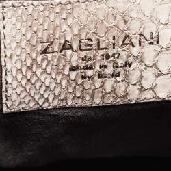 Zagliani Beige/Metallic Python Weekender Bag