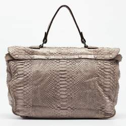 Zagliani Beige/Metallic Python Weekender Bag