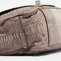 Zagliani Beige/Metallic Python Weekender Bag