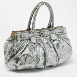 Zagliani Green/Silver Python Puffy Hobo