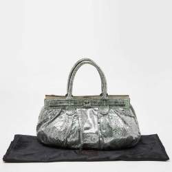 Zagliani Green/Silver Python Puffy Hobo