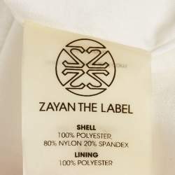 Pre Owned Zayan the Label White Crepe Mesh Detail Sleeve Short Dress S