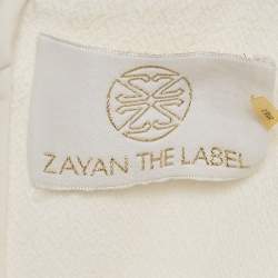 Pre Owned Zayan the Label White Crepe Mesh Detail Sleeve Short Dress S