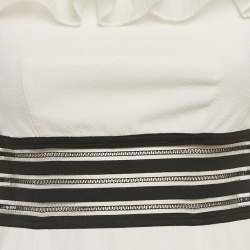 Pre Owned Zayan the Label White Crepe Mesh Detail Sleeve Short Dress S
