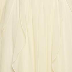 Pre Owned Zeena Zaki Lemon Yellow Crepe Ruffle Maxi Dress S