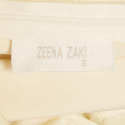 Pre Owned Zeena Zaki Lemon Yellow Crepe Ruffle Maxi Dress S