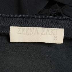 Pre Owned Zeena Zaki Midnight Blue Chiffon Maxi Dress M