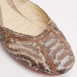 Zeferino Brown Python Scrunch Ballet Flats Size 38