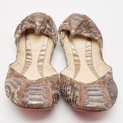 Zeferino Brown Python Scrunch Ballet Flats Size 38