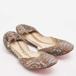 Zeferino Brown Python Scrunch Ballet Flats Size 38