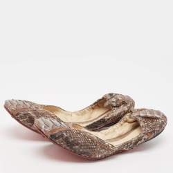 Zeferino Brown Python Scrunch Ballet Flats Size 38