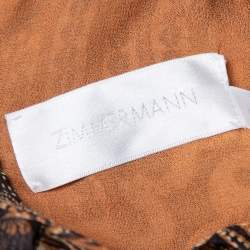 Pre Owned Zimmermann Brown Tali Batik Printed Silk Cutout Mini Dress L