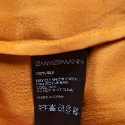 Pre Owned Zimmermann Gold Satin Faux Wrap Belted Playsuit L