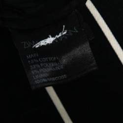 Pre Owned Zimmermann Black Striped Textured Cotton Asymmetric hem Midi Skirt L