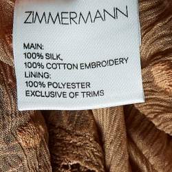 Pre Owned Zimmermann Brown Dotted Silk Lace Trim Mini Dress S