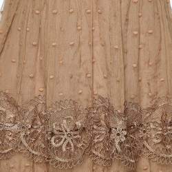 Pre Owned Zimmermann Brown Dotted Silk Lace Trim Mini Dress S