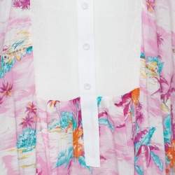 Pre Owned Zimmermann Pink Hawaii Print Cotton Asymmetric Maxi Dress M