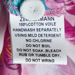 Pre Owned Zimmermann Pink Hawaii Print Cotton Asymmetric Maxi Dress M