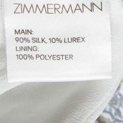 Pre Owned Zimmermann Blue Printed Lurex Silk Empire Mist Dress M