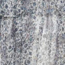 Pre Owned Zimmermann Blue Printed Lurex Silk Empire Mist Dress M