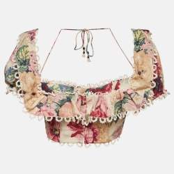 Pre Owned Zimmermann Multicolor Printed Melody Off-The-Shoulder Top S