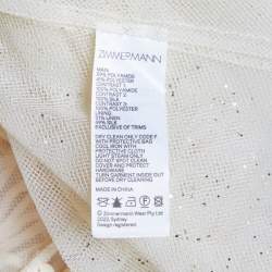 Pre Owned Zimmermann Cream Embellished Glitter Tulle Dancer Ruffled Top XS