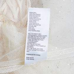 Pre Owned Zimmermann Cream Embellished Glitter Tulle Dancer Ruffled Top XS