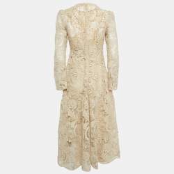 Pre Owned Zimmermann Beige Waverly Lace Midi Dress S