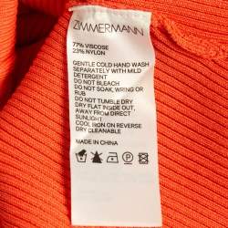 Pre Owned Zimmermann Orange Rib Knit Scoop Neck Tank Top M