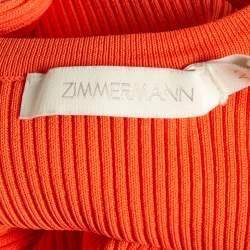 Pre Owned Zimmermann Orange Rib Knit Scoop Neck Tank Top M