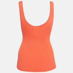 Pre Owned Zimmermann Orange Rib Knit Scoop Neck Tank Top M