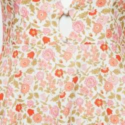 Zimmermann White Floral Print Linen & Cotton Scallop Short Dress S