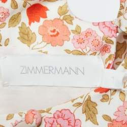 Zimmermann White Floral Print Linen & Cotton Scallop Short Dress S