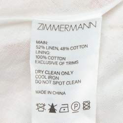 Zimmermann White Floral Print Linen & Cotton Scallop Short Dress S