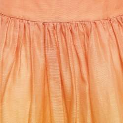 Zimmermann Ombre Sunshine Orange Silk and Linen Postcard Maxi Skirt L