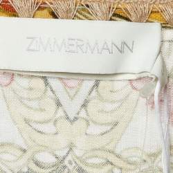مملوكة مسبقًا Zimmermann Yellow Floral Print Linen Laurel Kaftan Dress L