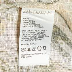 مملوكة مسبقًا Zimmermann Yellow Floral Print Linen Laurel Kaftan Dress L