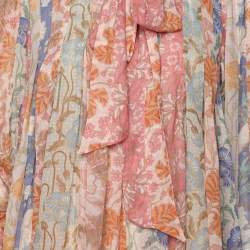 مملوكة مسبقًا Zimmermann Multicolor Floral Print Chiffon Tie Neck Midi Dress S