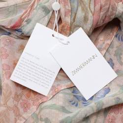 مملوكة مسبقًا Zimmermann Multicolor Floral Print Chiffon Tie Neck Midi Dress S