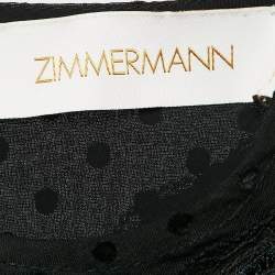 Pre Owned Zimmermann Black Swiss Dots Lace and Chiffon Plisse Espionage Midi Dress S